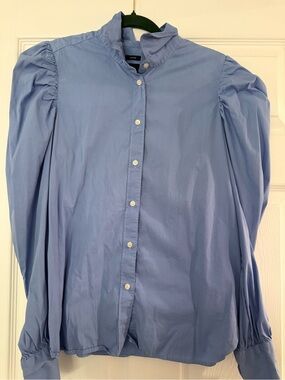 GAP Sky Blue Puff-Sleeve Button-Down Shirt